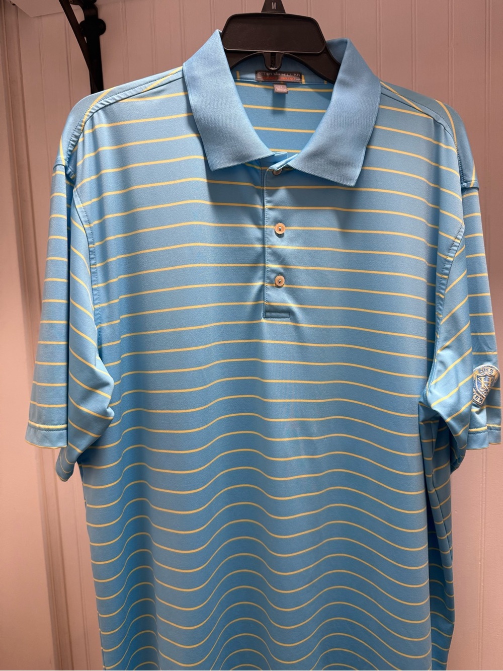 Peter Millar XL Men's Light Blue Striped Polo Shirt